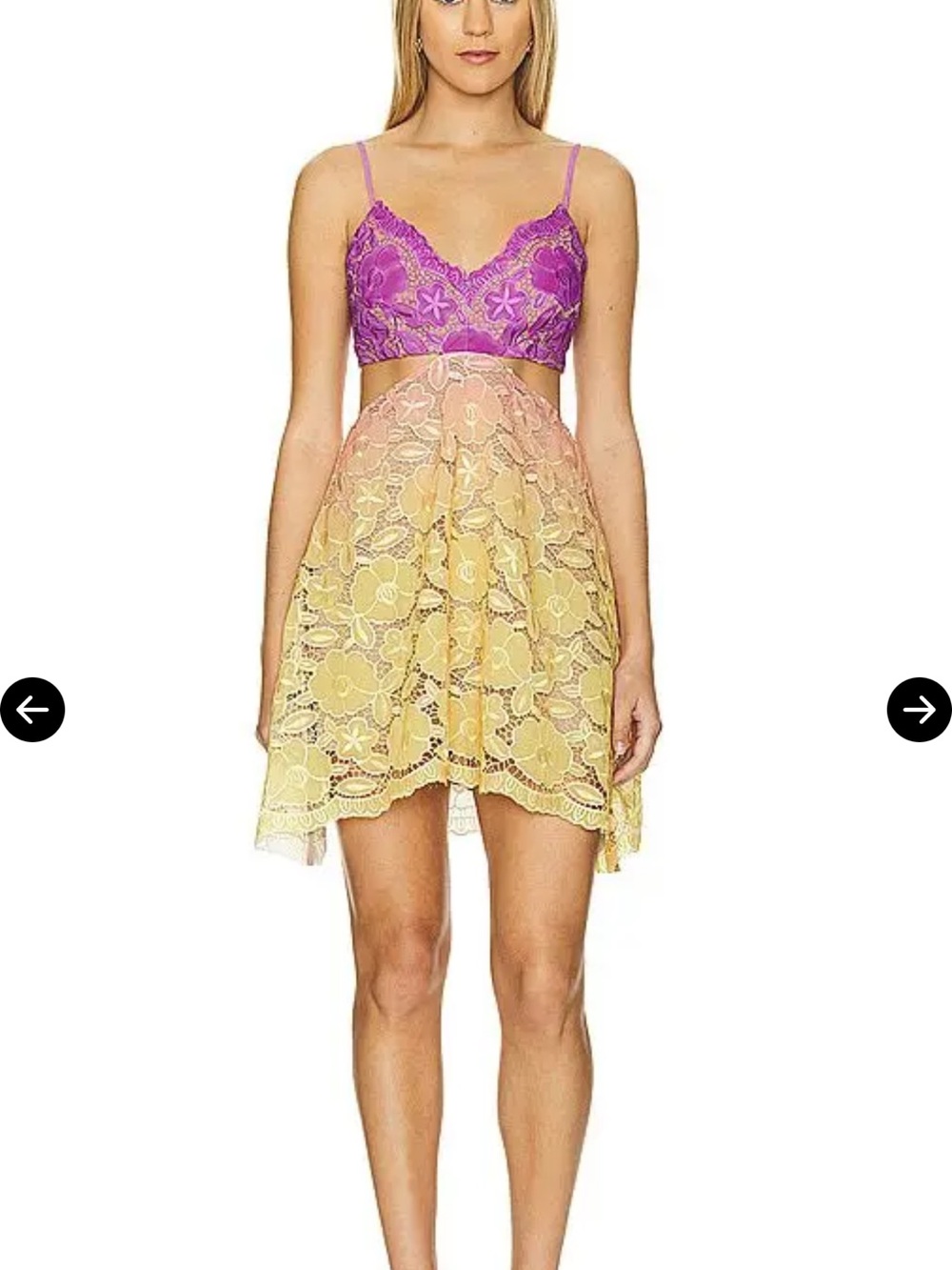 Elliatt Purple and Yellow Lace Two-Piece Mini Dress
